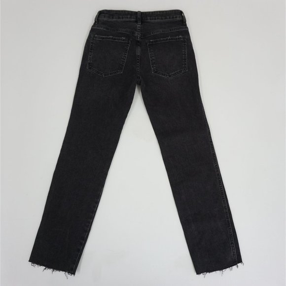 Free People Women's Jeans 24 in waist Black Wash Frayed Hem Girlfriend 24 in - Picture 7 of 8